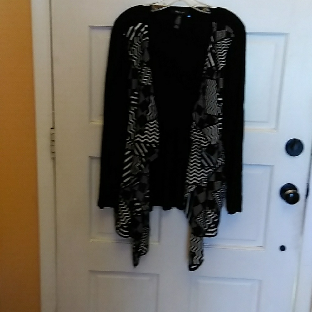 Style Co Cardigan Sweater Black White Sz XL